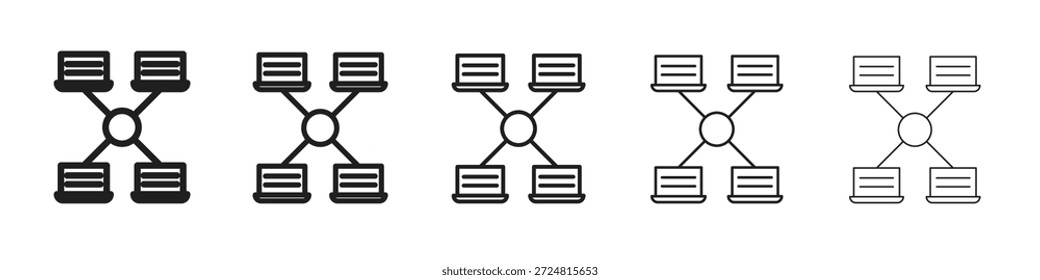 Icono de red local Vectores lineales. Conjunto de trazos editables