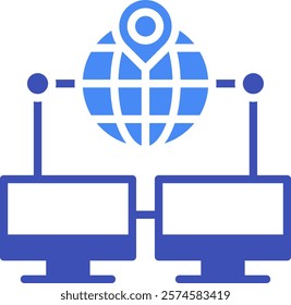 Local Network Icon Mixed Vector Illustration