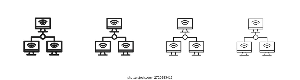 Conjunto de iconos de red local, Ilustración, Negro