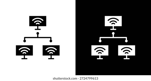 Paquete de diseño de ilustración plana de Vector de silueta de icono de red local.