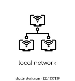 Local network icon. Trendy modern flat linear vector Local network icon on white background from thin line Internet Security and Networking collection, editable outline stroke vector illustration