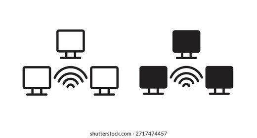 Iconos de red local. Píxel perfecto. Icono de contorno de Vector. Concepto de logotipo plano.