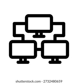 Ícone de linha de ilustração de rede local da coleção de sistemas de big data