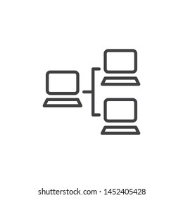 Local Network Line Icon. Linear Style Sign For Mobile Concept And Web Design. Computer Network Server Connection Outline Vector Icon. Symbol, Logo Illustration. Vector Graphics