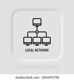 Local network thin line icon. Modern vector illustration of computer connection.