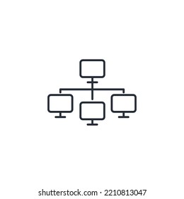 local network thin line icons. Vector illustration isolated on white. Editable stroke.