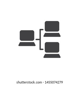 Local network vector icon. filled flat sign for mobile concept and web design. Computer network server connection glyph icon. Symbol, logo illustration. Vector graphics