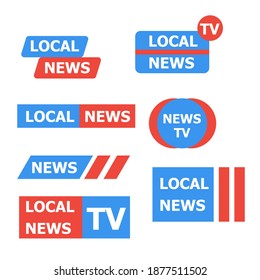 Local News Logo Collection Insignia Icon. Label Local News Set Isolated On White Background Vector Illustration