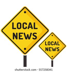 Local News. Road Sign Icon. Flat Vector Illustration On White Background.