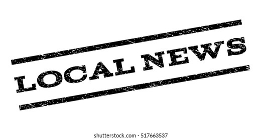 Local News watermark stamp. Text tag between parallel lines with grunge design style. Rubber seal stamp with dirty texture. Vector black color ink imprint on a white background.