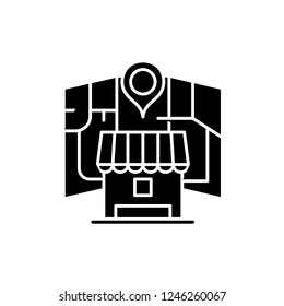 Local online marketing black icon, vector sign on isolated background. Local online marketing concept symbol, illustration 