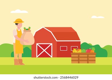 Local organic production concept. Colored flat vector illustration isolated.