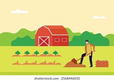 Local organic production concept. Colored flat vector illustration isolated.