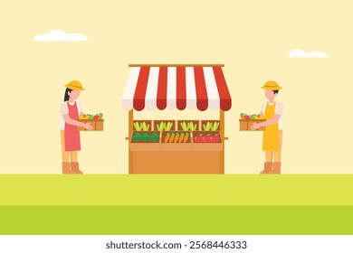 Local organic production concept. Colored flat vector illustration isolated.