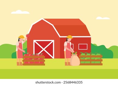 Local organic production concept. Colored flat vector illustration isolated.