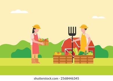 Local organic production concept. Colored flat vector illustration isolated.