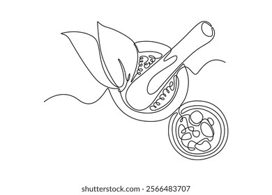 Local organic production concept. Single line draw design vector graphic illustration.	