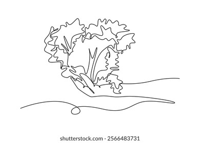 Local organic production concept. Single line draw design vector graphic illustration.	