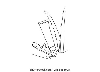 Local organic production concept. Single line draw design vector graphic illustration.	