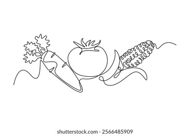 Local organic production concept. Single line draw design vector graphic illustration.	