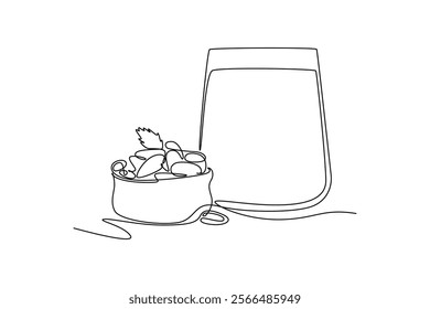 Local organic production concept. Single line draw design vector graphic illustration.	