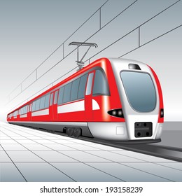 Local passenger train. Vector illustration