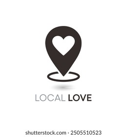 Local pin. pin love icon flat vector 