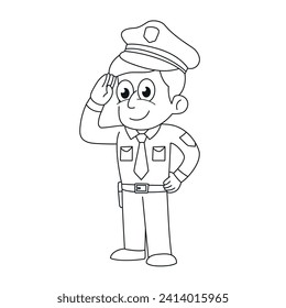 Local police. Vector illustration for coloring
