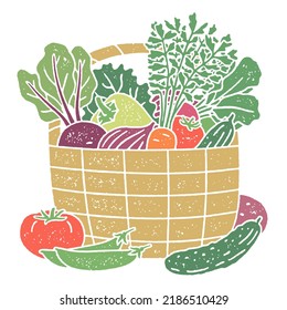 Local produce in a basket with handle