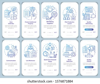 Local production onboarding mobile app page screen vector template. Entrepreneurship. Business development. Walkthrough website steps, linear illustrations. UX, UI, GUI smartphone interface concept