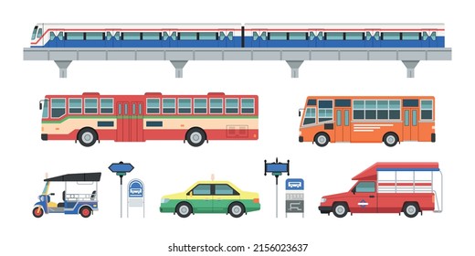 Local public transport in Bangkok Thailand vector illustration