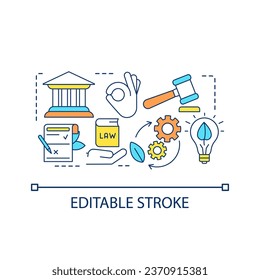 Local regulations concept icon. Alternative energy industry. Company activity legalization abstract idea thin line illustration. Isolated outline drawing. Editable stroke. Arial font used