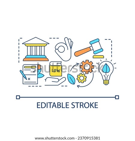 Local regulations concept icon. Alternative energy industry. Company activity legalization abstract idea thin line illustration. Isolated outline drawing. Editable stroke. Arial font used