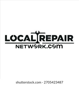 El logotipo de la "Red de reparación local" utiliza una tipografía clara y audaz sobre un fondo oscuro, creando un aspecto moderno y confiable. El diseño sencillo destaca el profesionalismo.
