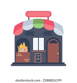 Local restaurant with cozy facade illustration