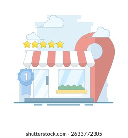 Local Search Concept. Local business marketing. Geofencing for local SEO. Location based SEO strategies to attract customers. Increase traffic and search engine optimization. Design illustrations.