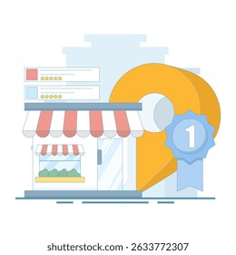 Local Search Concept. Local business marketing. Geofencing for local SEO. Location based SEO strategies to attract customers. Increase traffic and search engine optimization. Design illustrations.