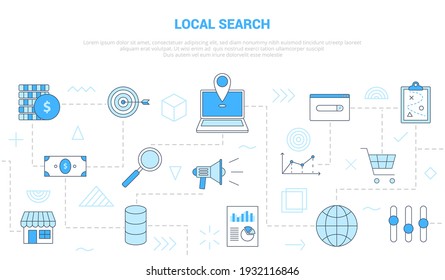 local search concept with icon set template banner with modern blue color style