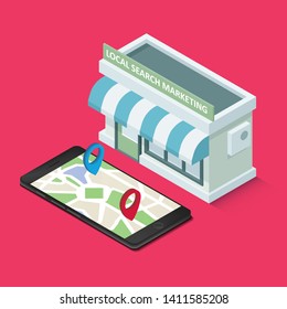 Local search marketing ecommerce. Graphic concept for your design