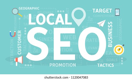 Local SEO concept illustration. Idea of business and promotion.