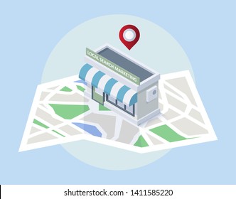 Local Seo Concept. Map With Location Markers. Graphic Concept For Your Design