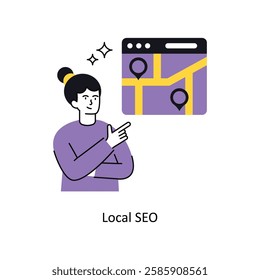 Local SEO Concept vector illustration.  isolated on white Background.