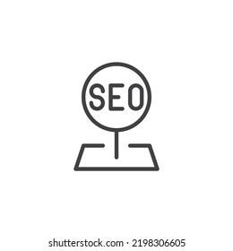 Local SEO Line Icon. Linear Style Sign For Mobile Concept And Web Design. Local Search Engine Optimization Outline Vector Icon. Symbol, Logo Illustration. Vector Graphics