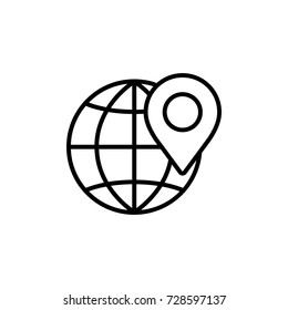 local seo and location on globe line black icon