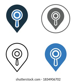 Local Seo, Map, Search Icon. Vector Graphics