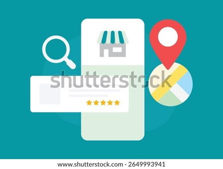 Local SEO Strategy for small businesses concept. Offline Store. Stock Illustration