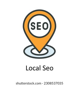 Local Seo Vector Fill outline Icon Design illustration. Seo and web Symbol on White background EPS 10 File