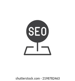 Local SEO Vector Icon. Filled Flat Sign For Mobile Concept And Web Design. Local Search Engine Optimization Glyph Icon. Symbol, Logo Illustration. Vector Graphics