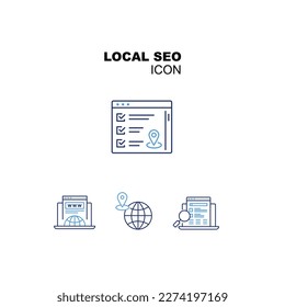 Local SEO Website Icon for Search Engine Results. Vector line icon. Editable stroke and colors.