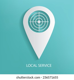 Local Service Symbol auf blauem Hintergrund, sauberer Vektorgrafik